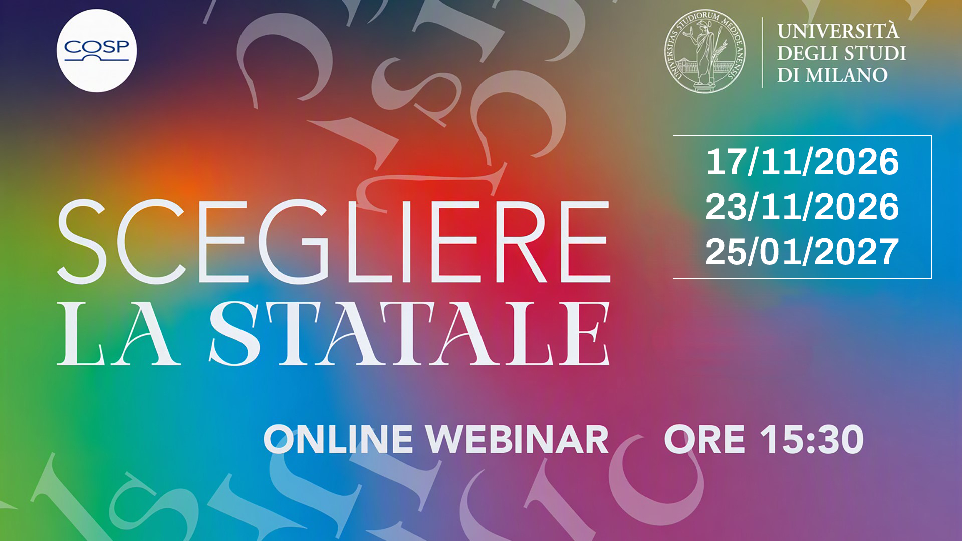 Cosa fare dopo la maturità? Ti aspettiamo ai webinar!